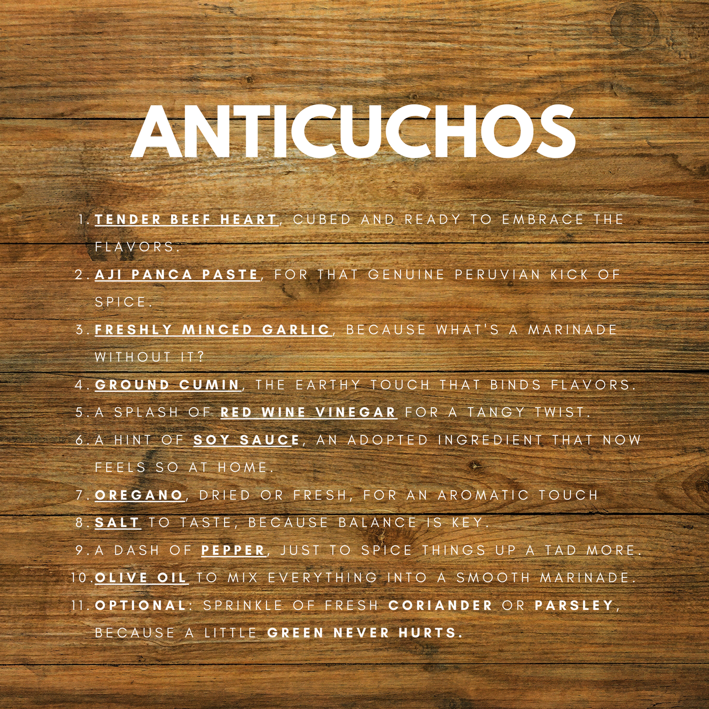 Chef's recommendation: Anticuchos